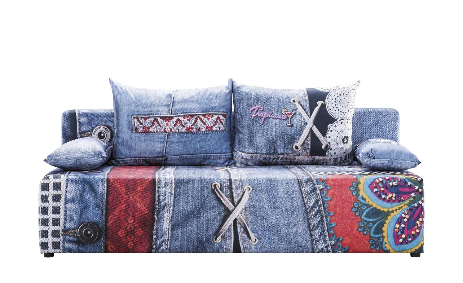 Schlafsofa Denny Premium | Jeansblau / mehrfarbig Premium-Ausführung 3 Schlafsofa Denny Premium | Jeansblau / mehrfarbig Premium-Ausführung