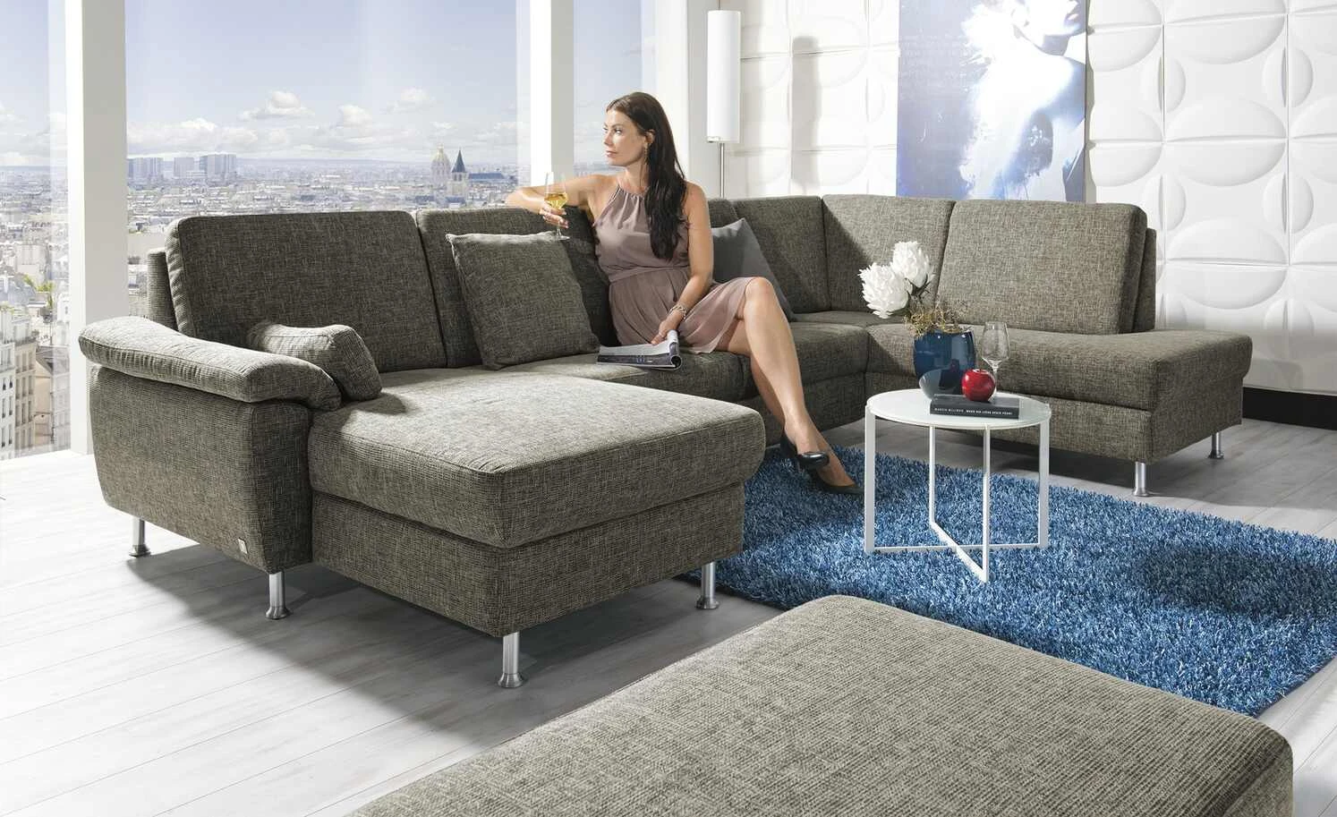 Diva Wohnlandschaft mit Schlaffunktion Diva | Stein (Grau) rechts Erweiterte Funktion 3 Diva Wohnlandschaft mit Schlaffunktion Diva | Stein (Grau) rechts Erweiterte Funktion