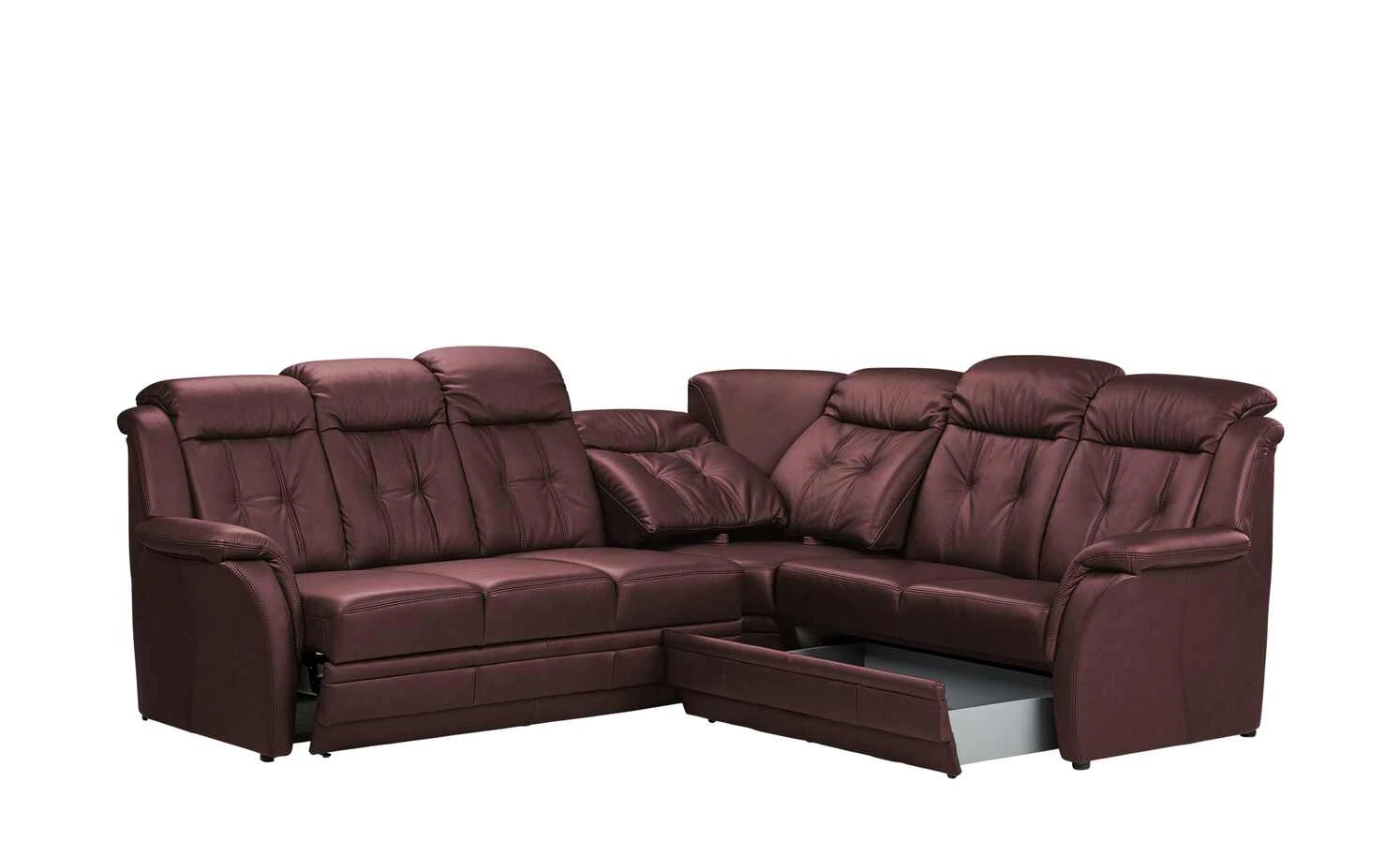 Polstermöbel Oelsa Komfort-Ecksofa aus Leder Andorra | Kirsch (Dunkelrot) rechts Erweiterte Funktion 12 Polstermöbel Oelsa Komfort-Ecksofa aus Leder Andorra | Kirsch (Dunkelrot) rechts Erweiterte Funktion – Bild 10