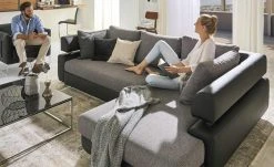 switch Ecksofa mit Schlaffunktion Panama | Schwarz Elefant-Grau rechts Erweiterte Funktion