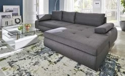 smart Ecksofa Ibby | Grau rechts Flachgewebe grob