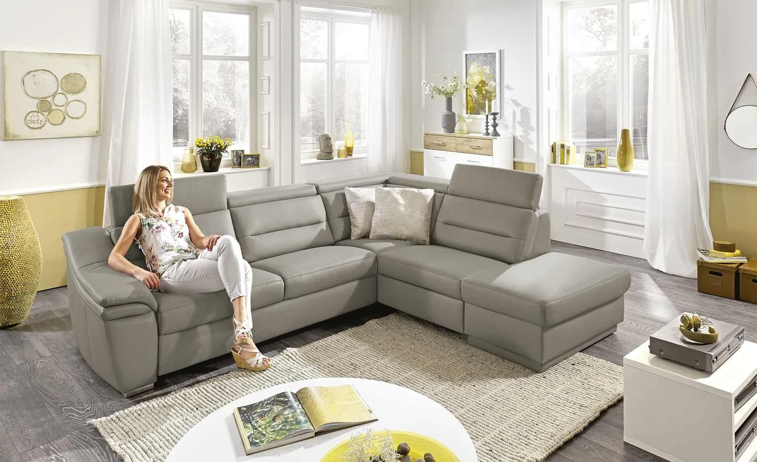 meinSofa Ecksofa Ivonne | Granit (Grau) rechts Erweiterte Funktion 4 meinSofa Ecksofa Ivonne | Granit (Grau) rechts Erweiterte Funktion – Bild 2