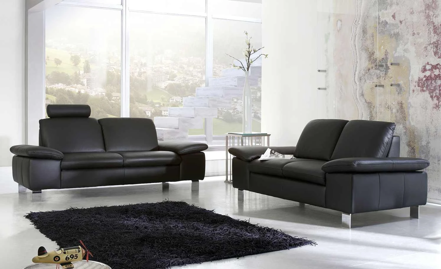 smart Sofa Finola | 2 Schwarz Leder 3 smart Sofa Finola | 2 Schwarz Leder