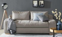 bobb Schlafsofa mit Boxspringpolsterung Eleny de Luxe | Taupe Mikrofaser