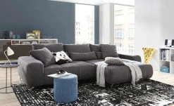 bobb Ecksofa mit Boxspringpolsterung Filis de Luxe | Mikrofaser Graphitgrau rechts verchromt