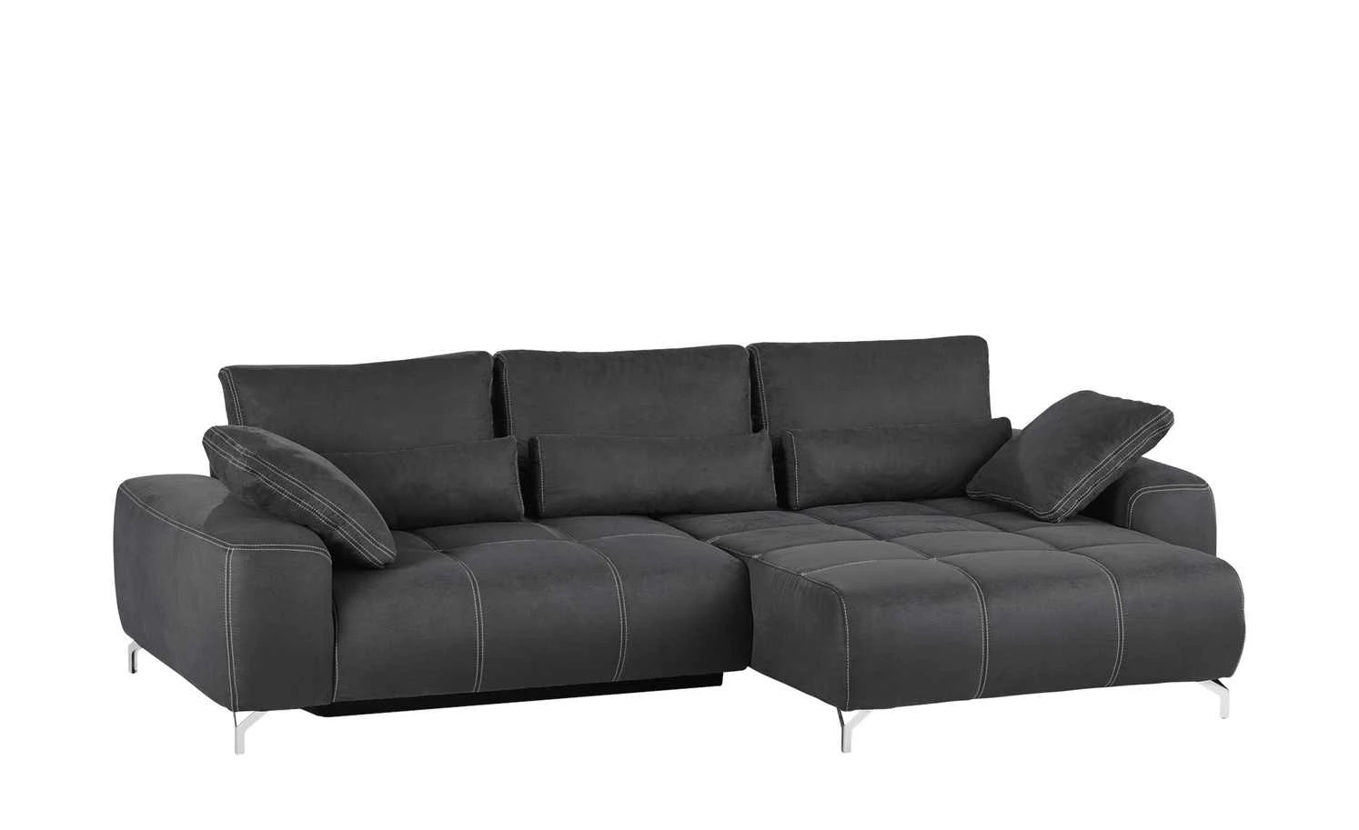 bobb Ecksofa mit Boxspringpolsterung Filis de Luxe | Mikrofaser Graphitgrau rechts verchromt 8 bobb Ecksofa mit Boxspringpolsterung Filis de Luxe | Mikrofaser Graphitgrau rechts verchromt – Bild 6