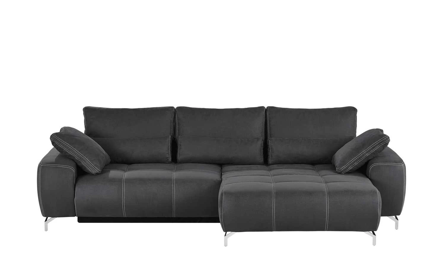 bobb Ecksofa mit Boxspringpolsterung Filis de Luxe | Mikrofaser Graphitgrau rechts verchromt 5 bobb Ecksofa mit Boxspringpolsterung Filis de Luxe | Mikrofaser Graphitgrau rechts verchromt – Bild 3