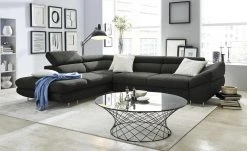 switch Ecksofa Fabio | Schwarz-Grau links Erweiterte Funktion