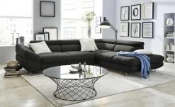switch Ecksofa Fabio | Schwarz-Grau rechts ohne
