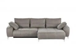 bobb Ecksofa mit Boxspringpolsterung Filis de Luxe | Mikrofaser Taupe rechts verchromt