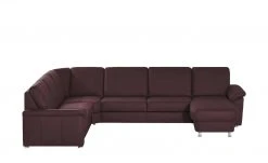 meinSofa Leder-Wohnlandschaft Carolin | Brombeer (Violett) links ohne
