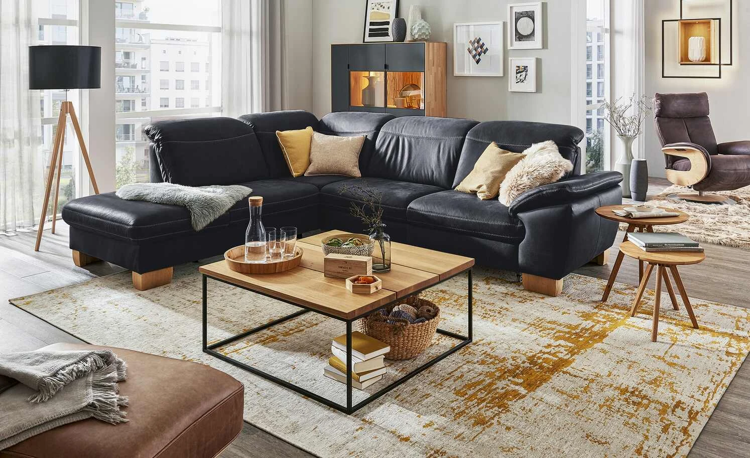 meinSofa Leder-Ecksofa Raica | Dunkelblau links ohne 4 meinSofa Leder-Ecksofa Raica | Dunkelblau links ohne – Bild 2