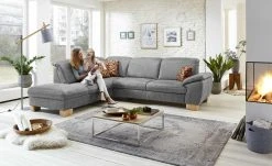 meinSofa Leder-Ecksofa Raica | Granitgrau links ohne