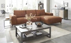 smart Ecksofa Gabriela | Cognac rechts Mikrofaser Leder-Optik glatt -Sofas Verkaufsladen 21408223 4 202102081234