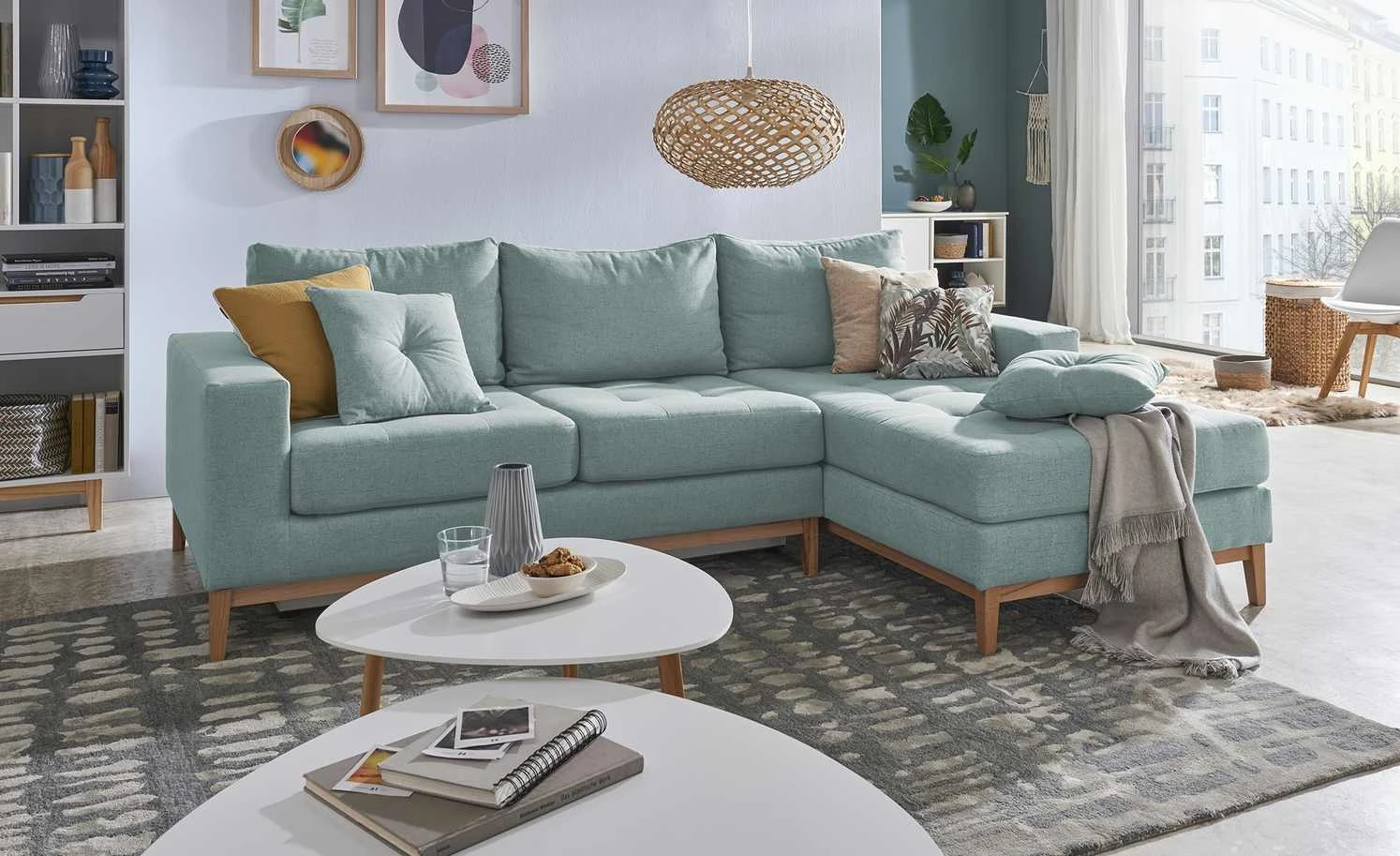 smart Ecksofa Vivien | Mint rechts Erweiterte Funktion Flachgewebe 6 smart Ecksofa Vivien | Mint rechts Erweiterte Funktion Flachgewebe – Bild 4