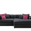 smart Ecksofa Lianea | Flachgewebe Schwarz / Bordeauxrot rechts