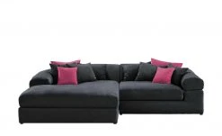 smart Ecksofa Lianea | Flachgewebe Schwarz / Bordeauxrot links