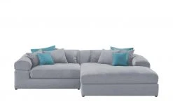smart Ecksofa Lianea | Flachgewebe Silbergrau / Petrol rechts