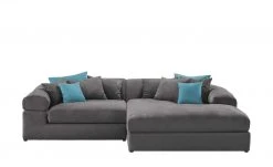 smart Ecksofa Lianea | Flachgewebe Grau / Petrol rechts