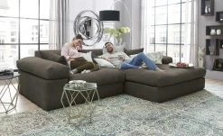 smart Ecksofa Lianea | Flachgewebe Schlamm / Silbergrau rechts
