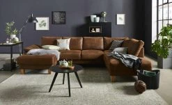 smart Wohnlandschaft Atara | Braun rechts Mikrofaser