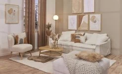 SOHO Sofa 3-sitzig Sarvika | Weiß Webstoff 100% Polyester