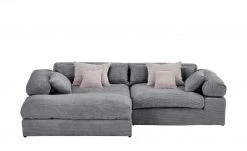 smart Ecksofa Lianea | Cordstoff Grau / Altrosa links