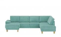 smart Wohnlandschaft Atara | Aquablau rechts Flachgewebe