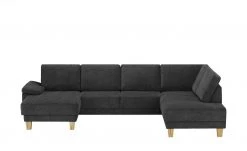 smart Wohnlandschaft Atara | Schwarz rechts Flachgewebe