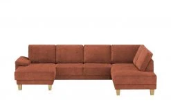 smart Wohnlandschaft Atara | Orange rechts Flachgewebe