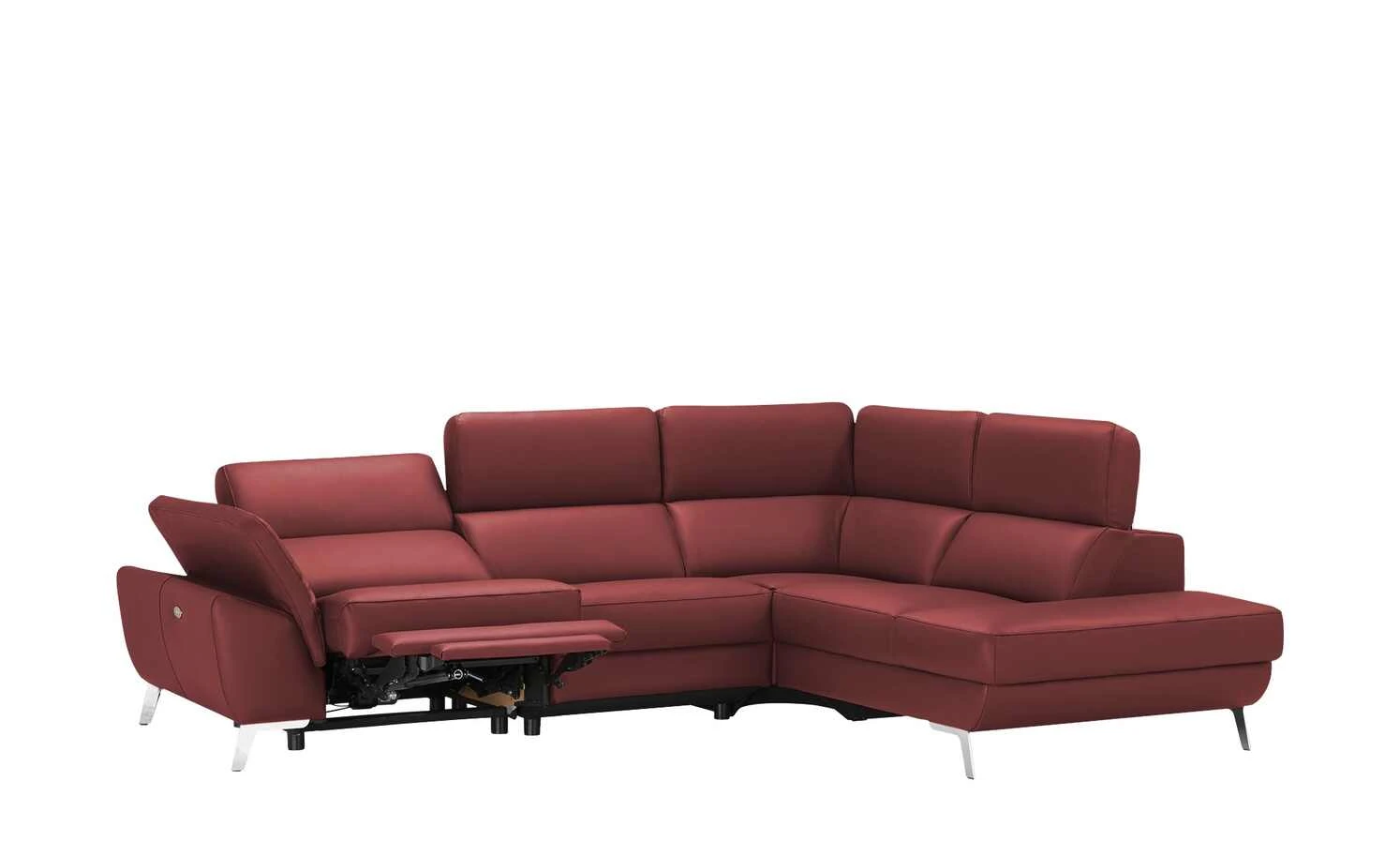 uno Ecksofa Leder Dallas | Rot rechts Erweiterte Funktion 4 uno Ecksofa Leder Dallas | Rot rechts Erweiterte Funktion – Bild 2