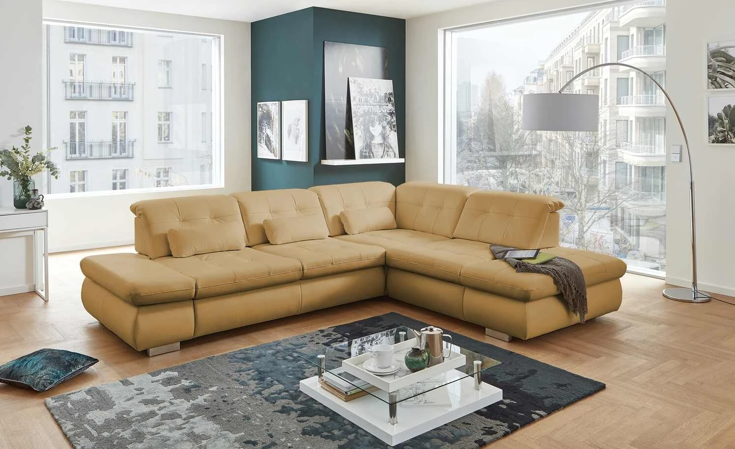 Lounge Collection Ecksofa Leder Spencer | Kurkumagelb rechts Grundfunktion 3 Lounge Collection Ecksofa Leder Spencer | Kurkumagelb rechts Grundfunktion