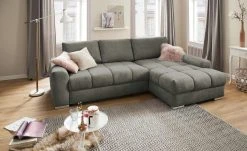 bobb Ecksofa Soumia | Dunkelgrau (Darkgrey) rechts Mikrofaser