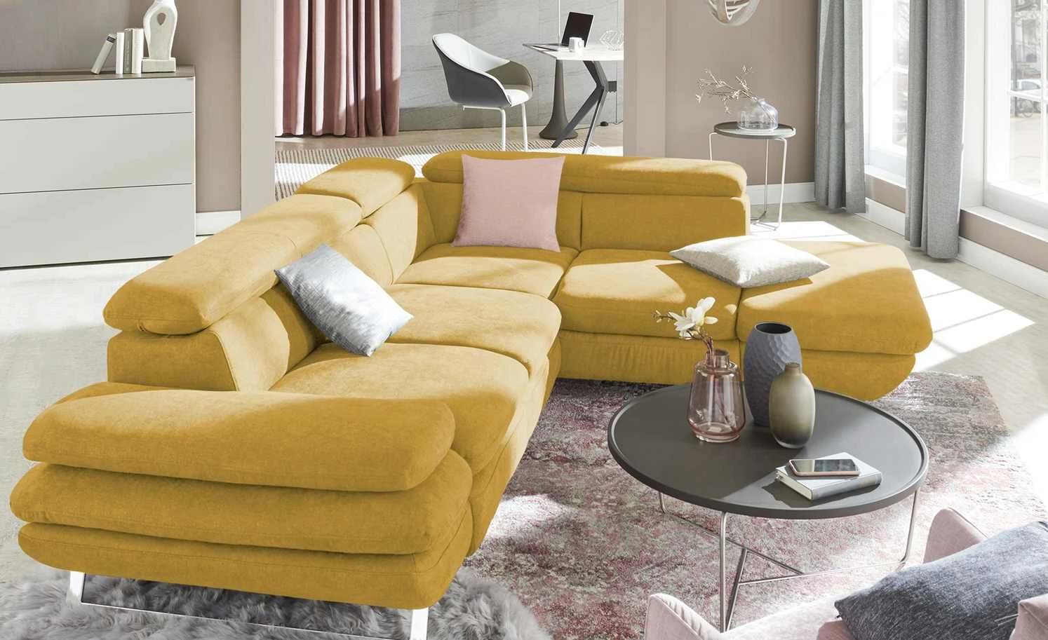 uno Ecksofa Preston | Senf (Gelb) rechts Grundfunktion 3 uno Ecksofa Preston | Senf (Gelb) rechts Grundfunktion