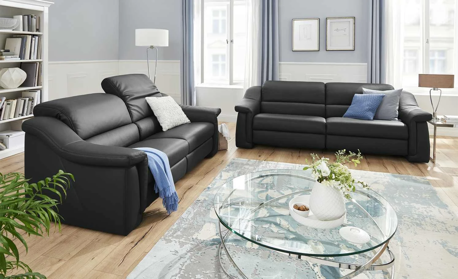 himolla Ledersofa 1501 | Nacht (Schwarz) Grundfunktion 2,5 3 himolla Ledersofa 1501 | Nacht (Schwarz) Grundfunktion 2,5