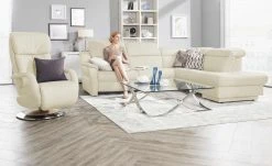 himolla Ecksofa Leder 9707 | Creme rechts Grundfunktion