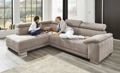 Ecksofa Chocolo | Taupe (Grau-Braun) links Grundfunktion