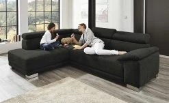 Ecksofa Chocolo | Schwarz links Grundfunktion
