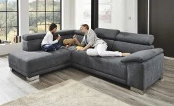 Ecksofa Chocolo | Dunkelgrau links Grundfunktion