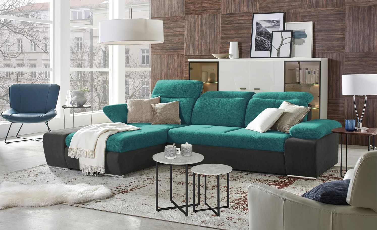 switch Ecksofa Avilla | Petrol links Grundfunktion 3 switch Ecksofa Avilla | Petrol links Grundfunktion