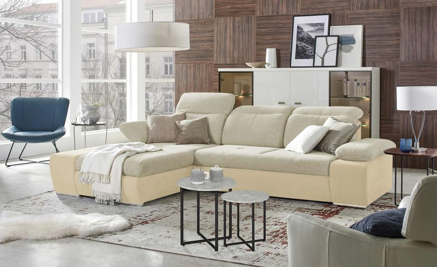 switch Ecksofa Avilla | Beige / Beige-Braun links Grundfunktion 3 switch Ecksofa Avilla | Beige / Beige-Braun links Grundfunktion