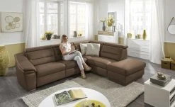 meinSofa Ecksofa Ivonne | Kastanie (Braun) rechts ohne