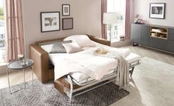 Betty Schlafsofa Betty | Rot-Braun mit Kaltschaum-Matratze