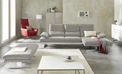 W.SCHILLIG Ecksofa Broadway | Grau (Hellgrau) rechts Grundfunktion