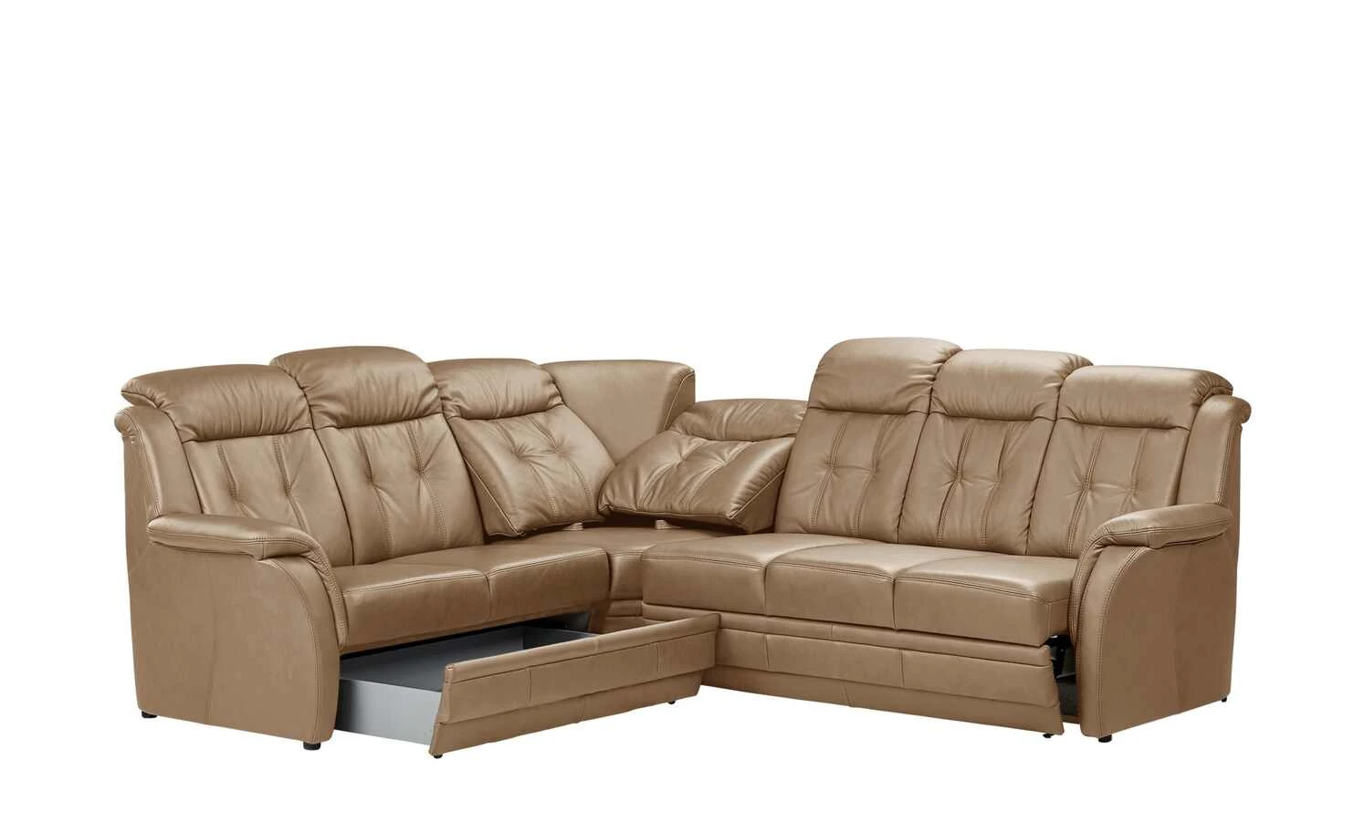 Polstermöbel Oelsa Komfort-Ecksofa aus Leder Andorra | Krokant (Hellbraun) links Erweiterte Funktion 6 Polstermöbel Oelsa Komfort-Ecksofa aus Leder Andorra | Krokant (Hellbraun) links Erweiterte Funktion – Bild 4