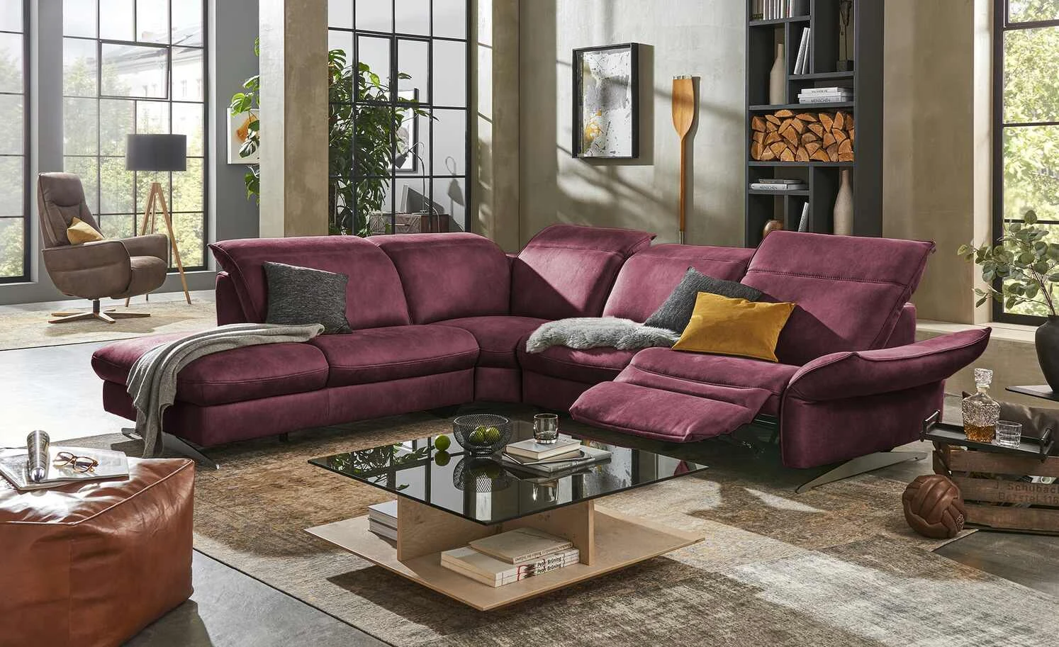 Mein Sofa bold Ecksofa Michelle | Brombeer (Dunkelrot) links Erweiterte Funktion 3 Mein Sofa bold Ecksofa Michelle | Brombeer (Dunkelrot) links Erweiterte Funktion