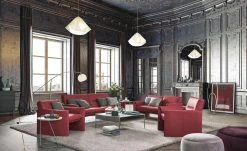 Ledersofa, niedrig Boavista | Ferrari (Rot)