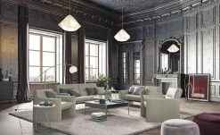 Ledersofa, niedrig Boavista | Mist (Grau)