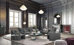 Ledersofa, niedrig Boavista | Ombra (Dunkelgrau)