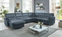 meinSofa Wohnlandschaft mit Boxspringpolsterung Donald | Denim (Dunkelblau) rechts ohne